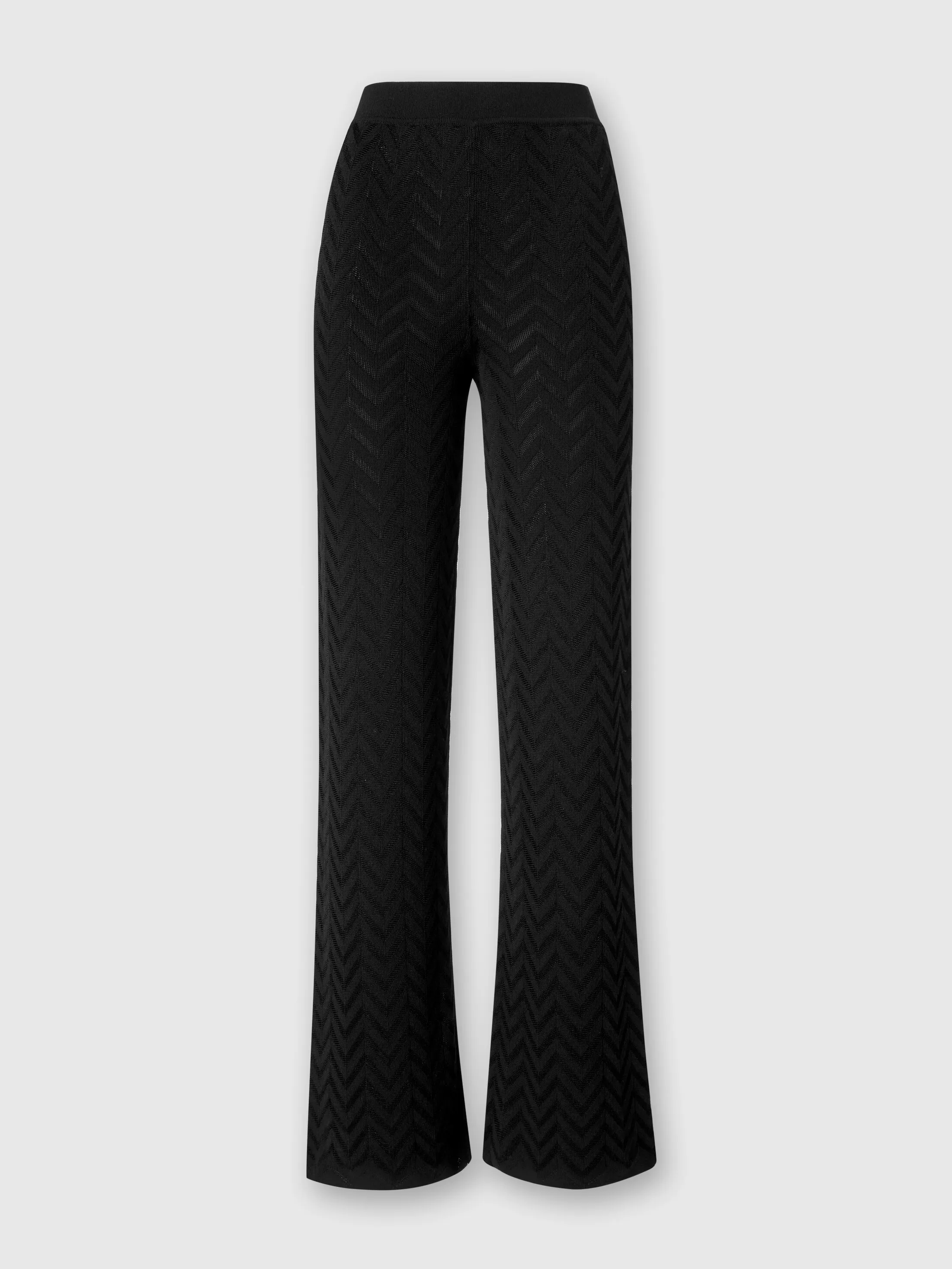 Pantaloni dritti motivo chevron tono su tono