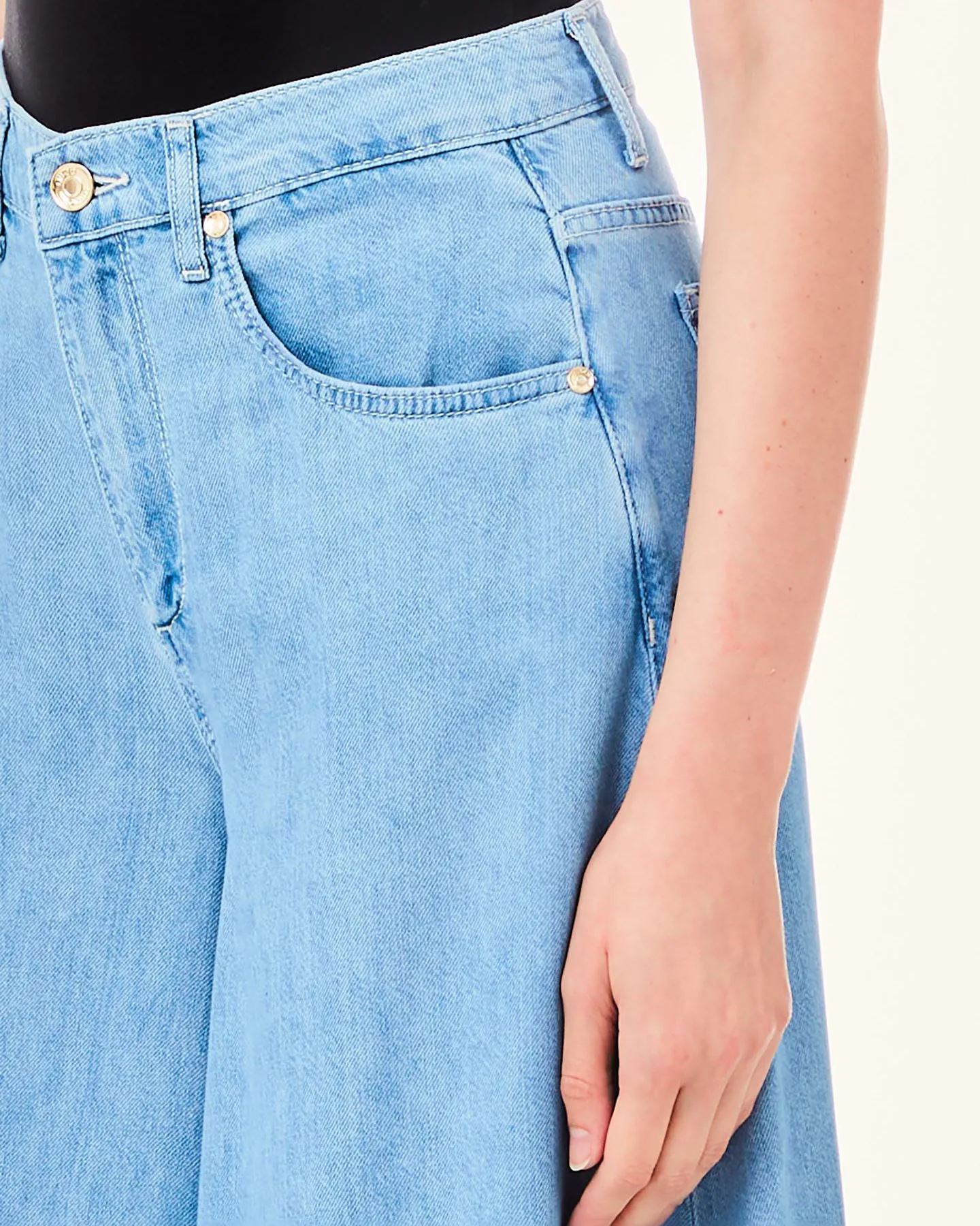Pantaloni super wide azzurri in cotone e Lycra