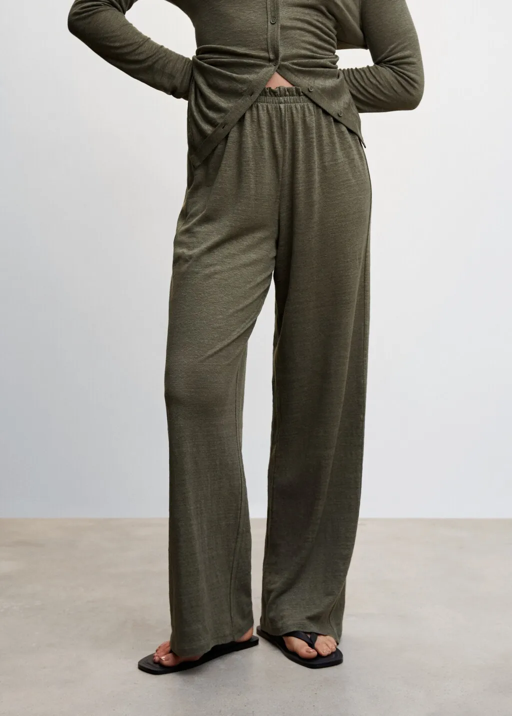 Pantaloni wideleg 100% lino
