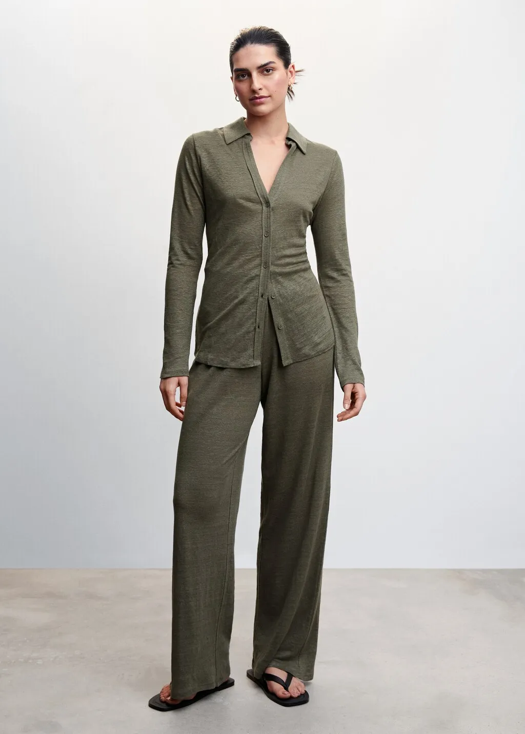 Pantaloni wideleg 100% lino