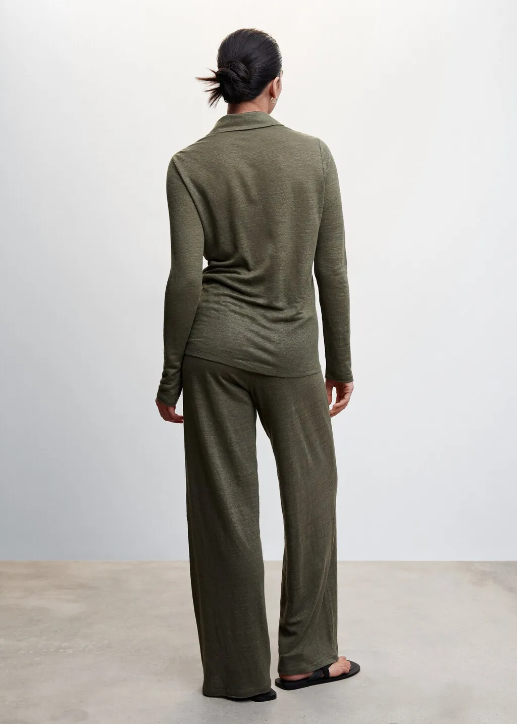 Pantaloni wideleg 100% lino