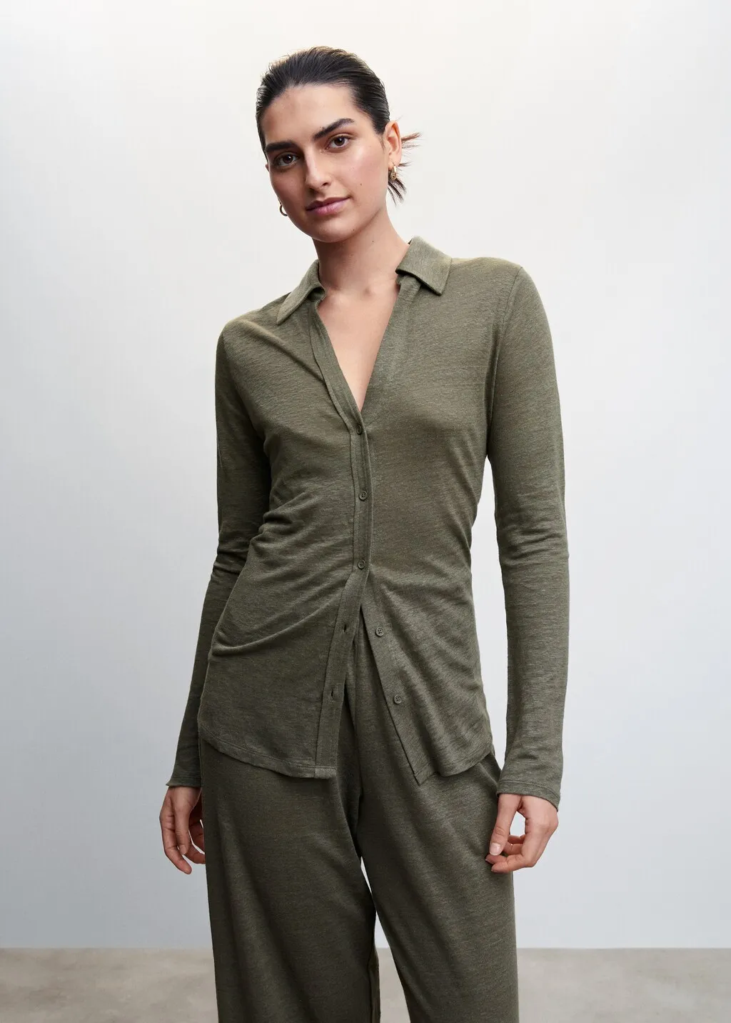 Pantaloni wideleg 100% lino