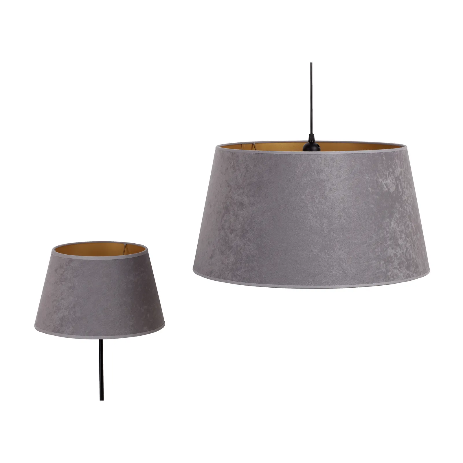 Paralume Cone altezza 18 cm, grigio/oro