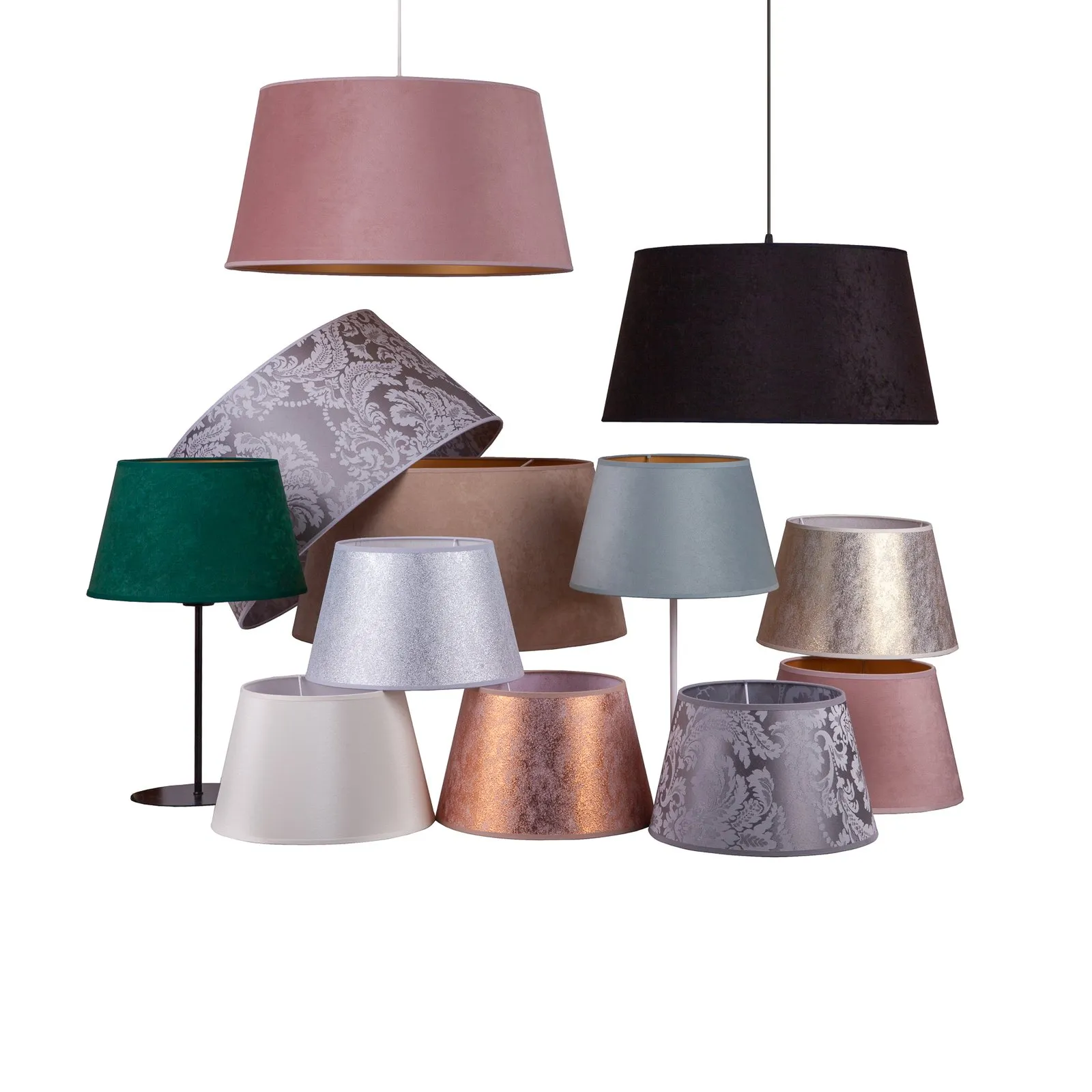 Paralume Cone altezza 18 cm, grigio/oro
