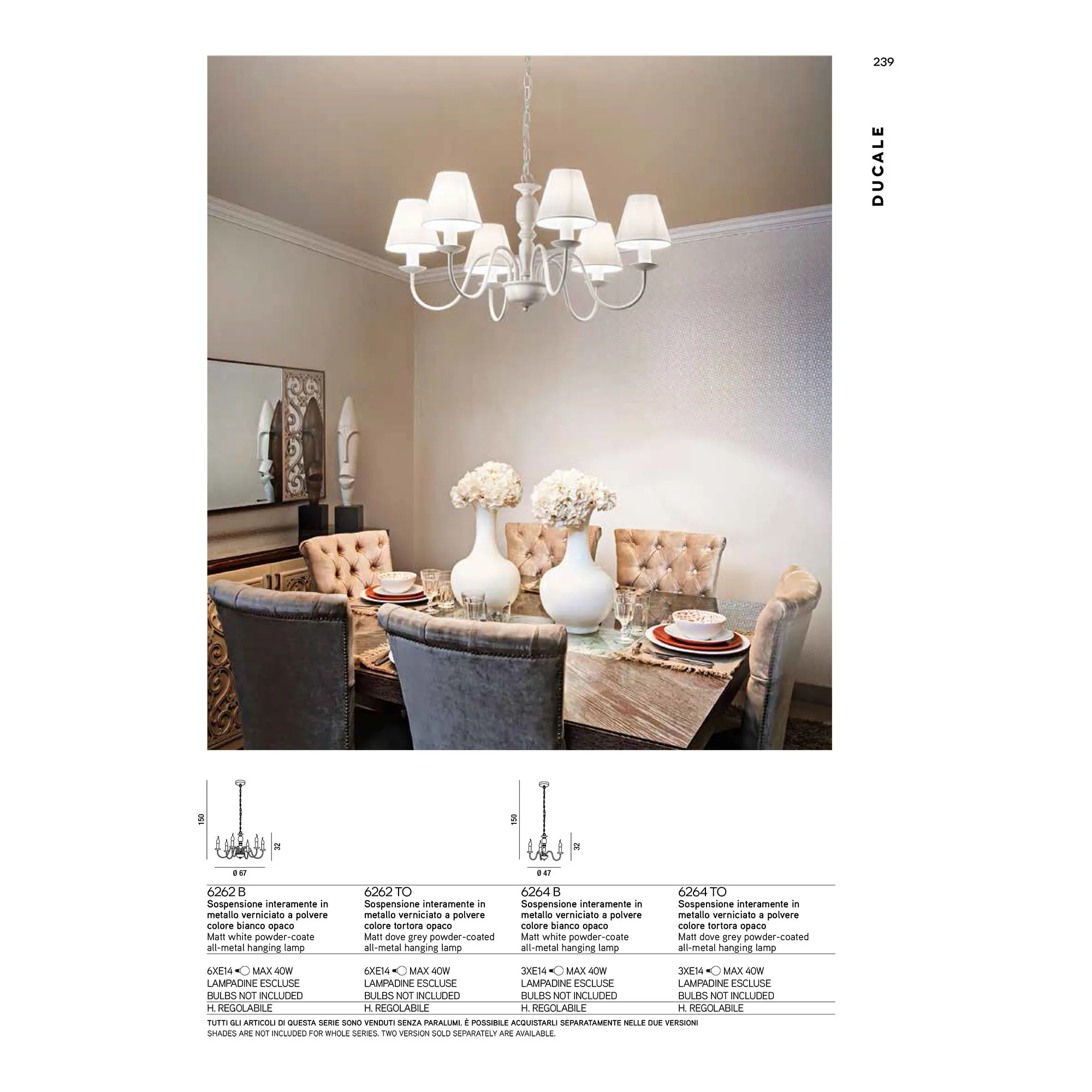 Perenz  Lampadario classico a 6 braccia in metallo verniciato Ducale - 40W