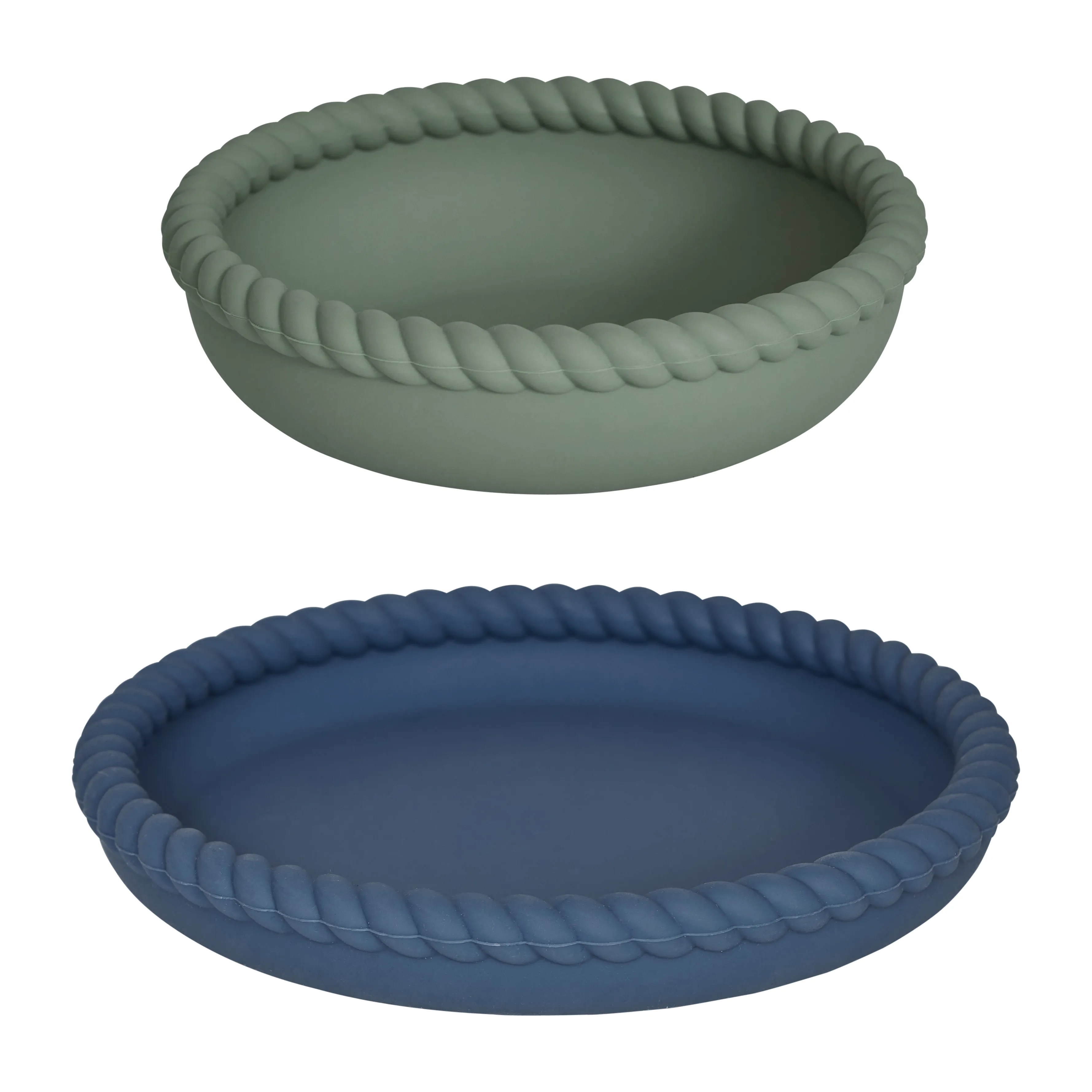 Piatto e ciotola Mellow.ix{font-size:18px}Blu, verde oliva
