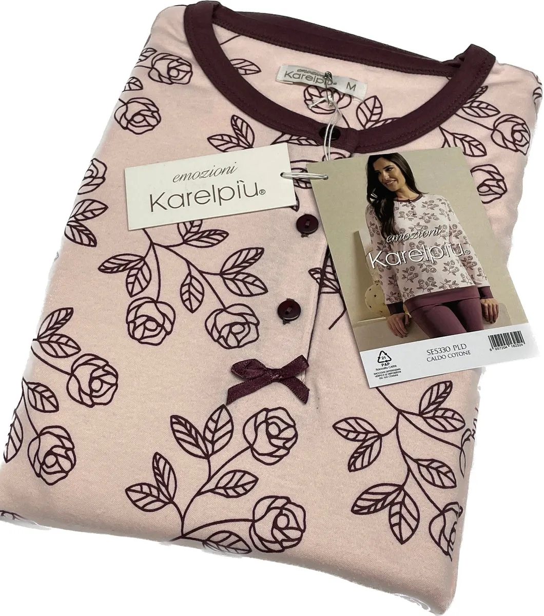 Pigiama donna caldo cotone Emozioni Made in Italy