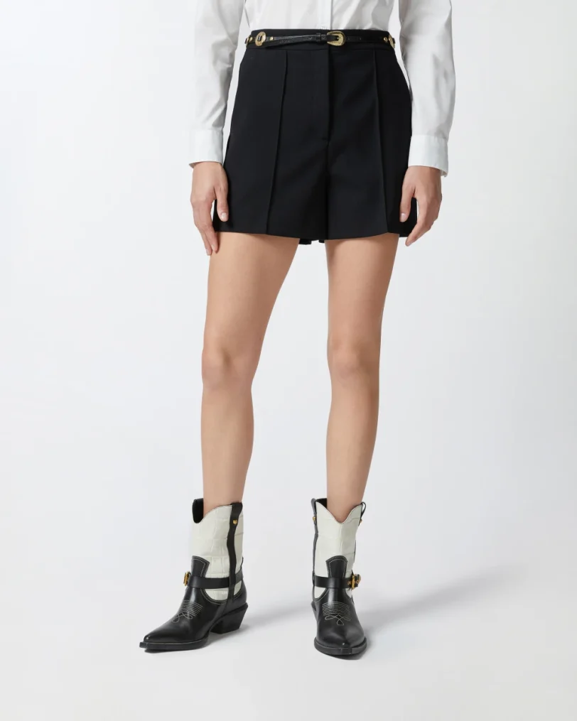 PINKO Shorts sartoriali in twill di lana con piega “SINGAPORE”
