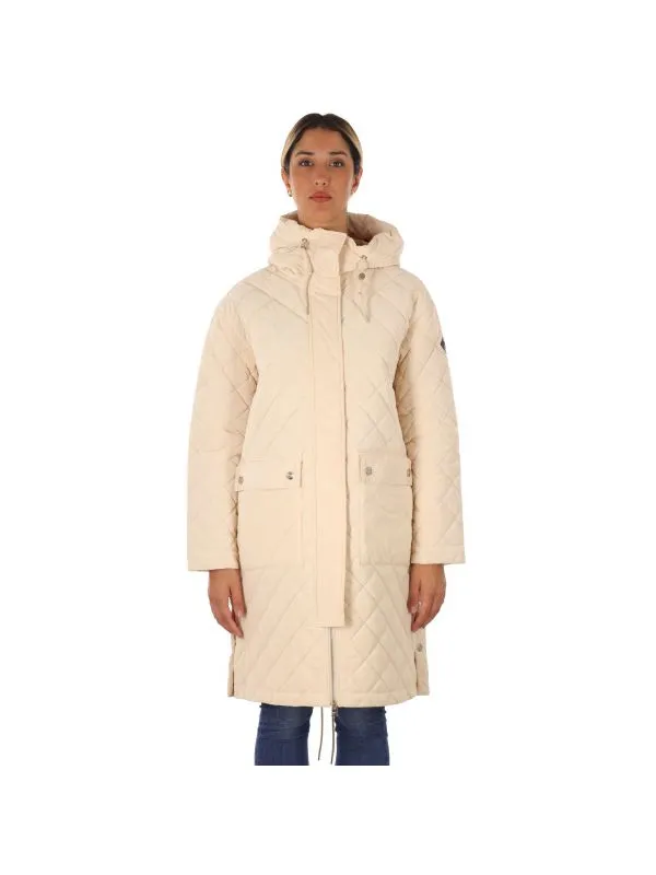 Piumino lungo annie con cappuccio