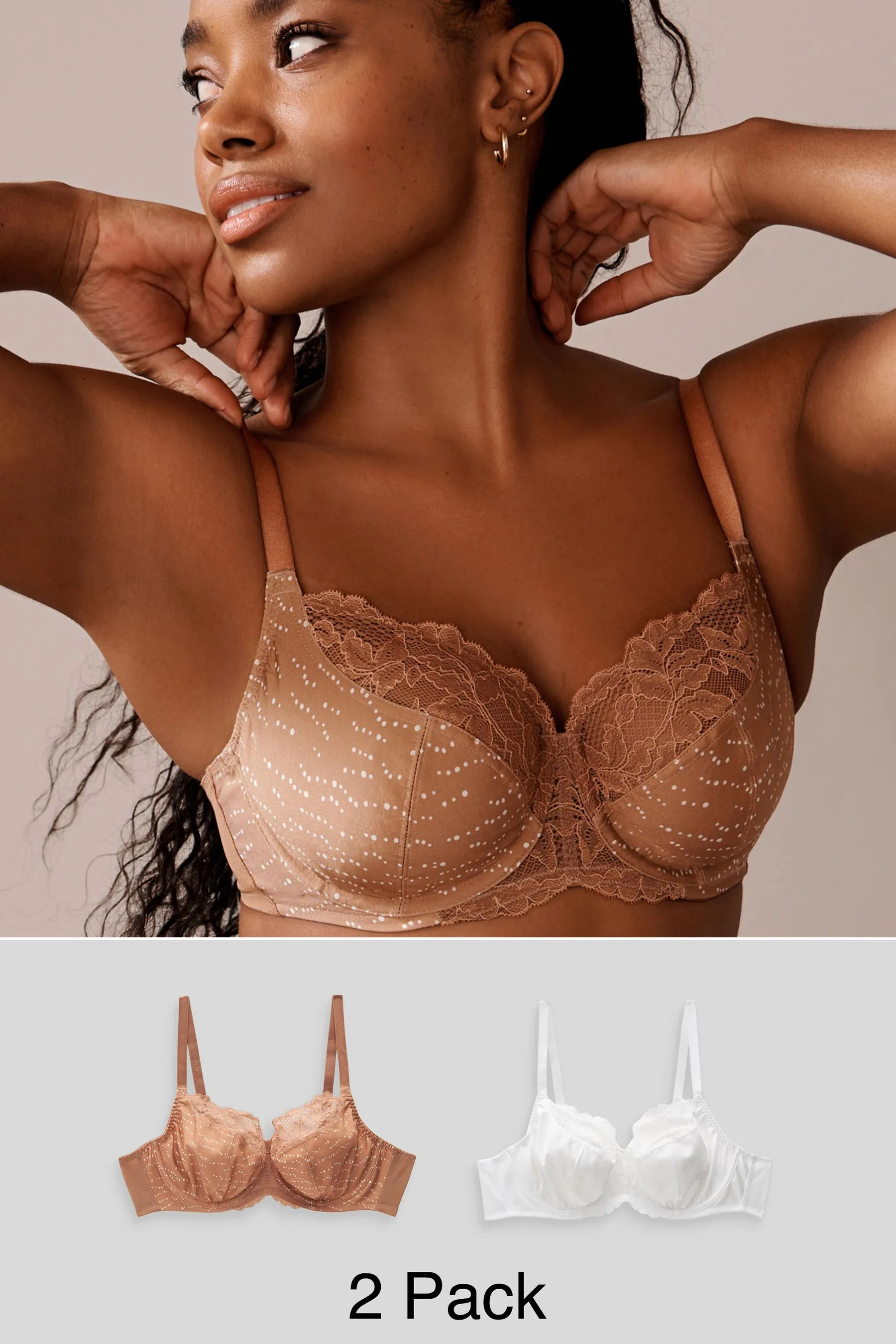 Pizzo Reggiseni 2 Confezione senza imbottitura con ferretto in microfibra intera DD+