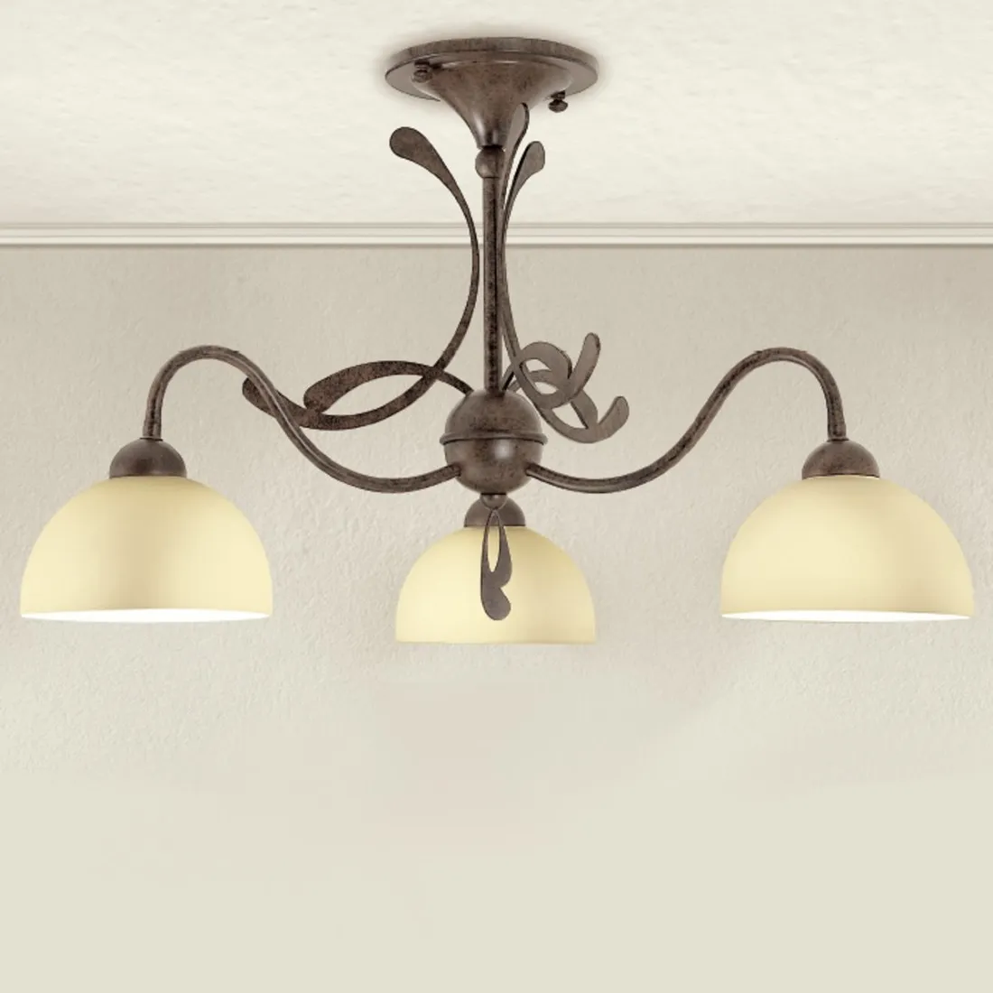 Plafoniera classica LAM 1910 3PL E14 LED metallo vetro lampada soffitto