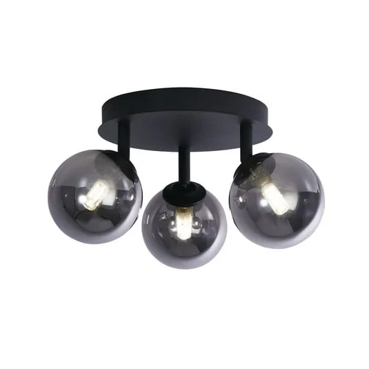 Plafoniera Crosby, nero/grigio fumo