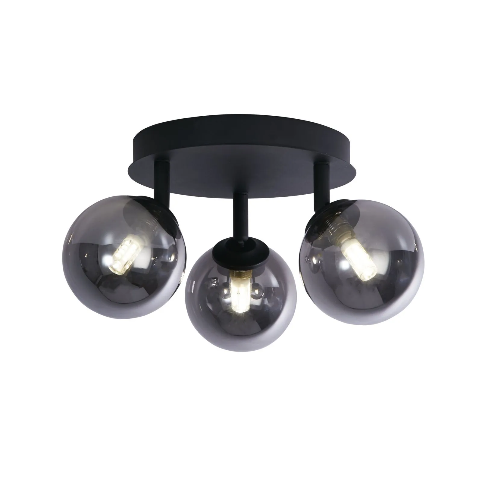 Plafoniera Crosby, nero/grigio fumo