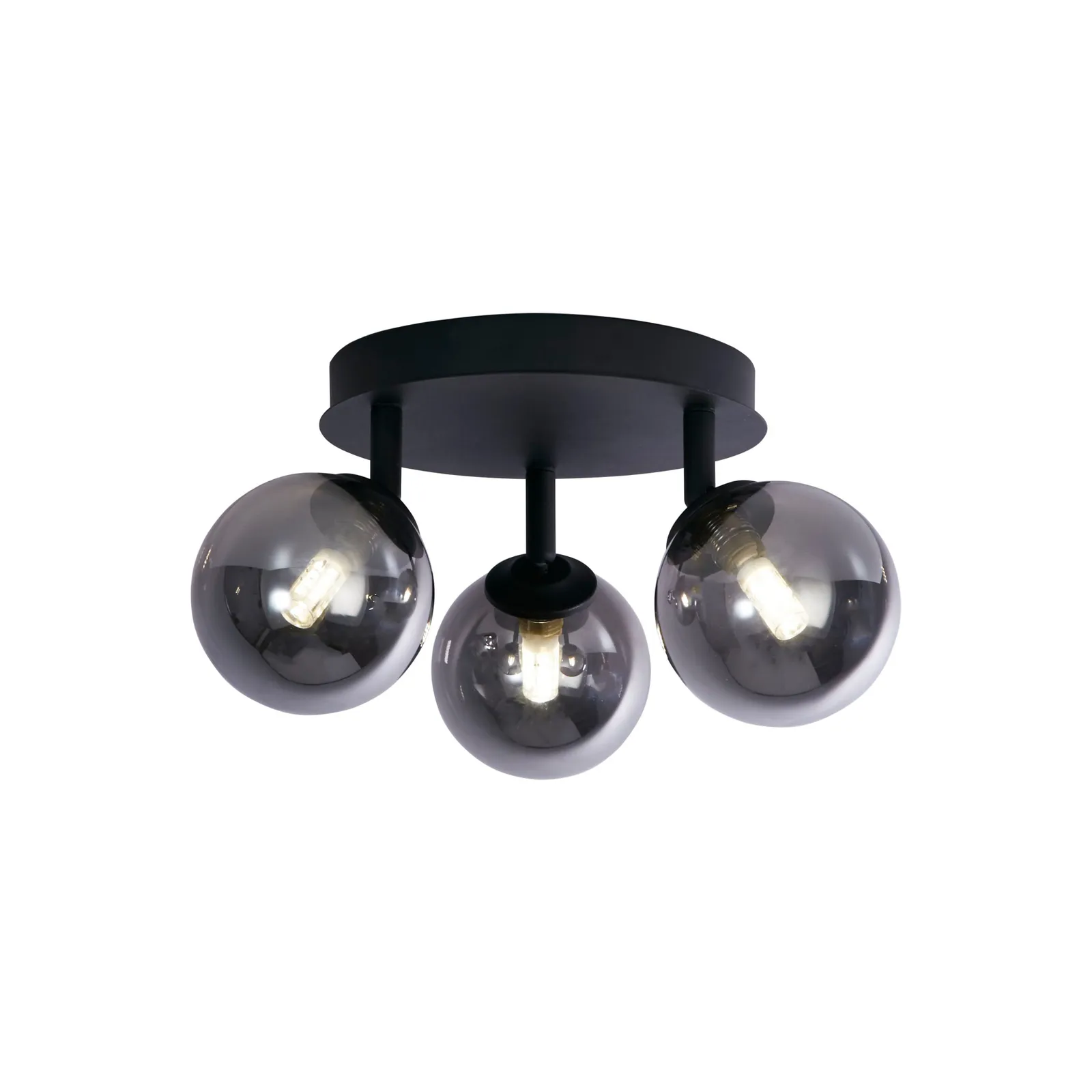 Plafoniera Crosby, nero/grigio fumo