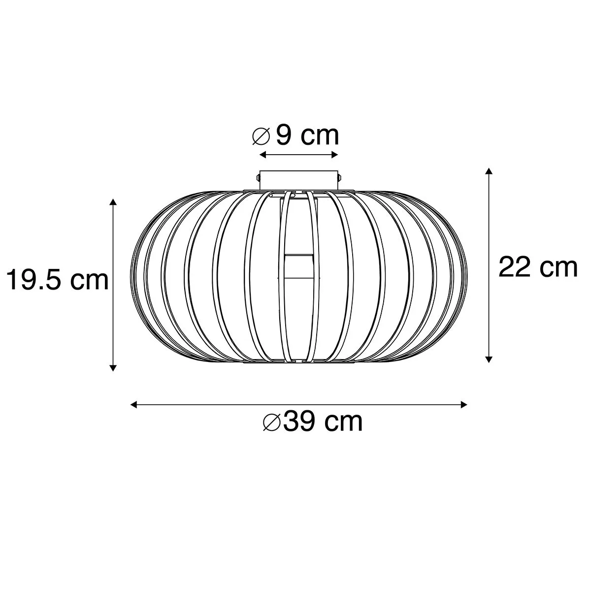 Plafoniera intelligente nera 39 cm con Wifi G95 - Johanna