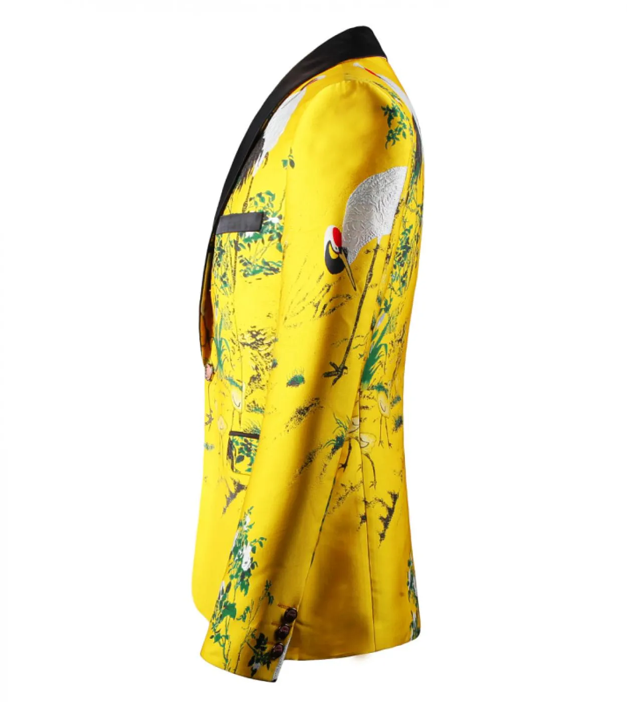 Plyesxale Blazer Giallo Nero Uomo Slim Fit Ricamo Floreale Giacca Blazer Collo a Scialle Abito Casual Mens Prom Blazer Q