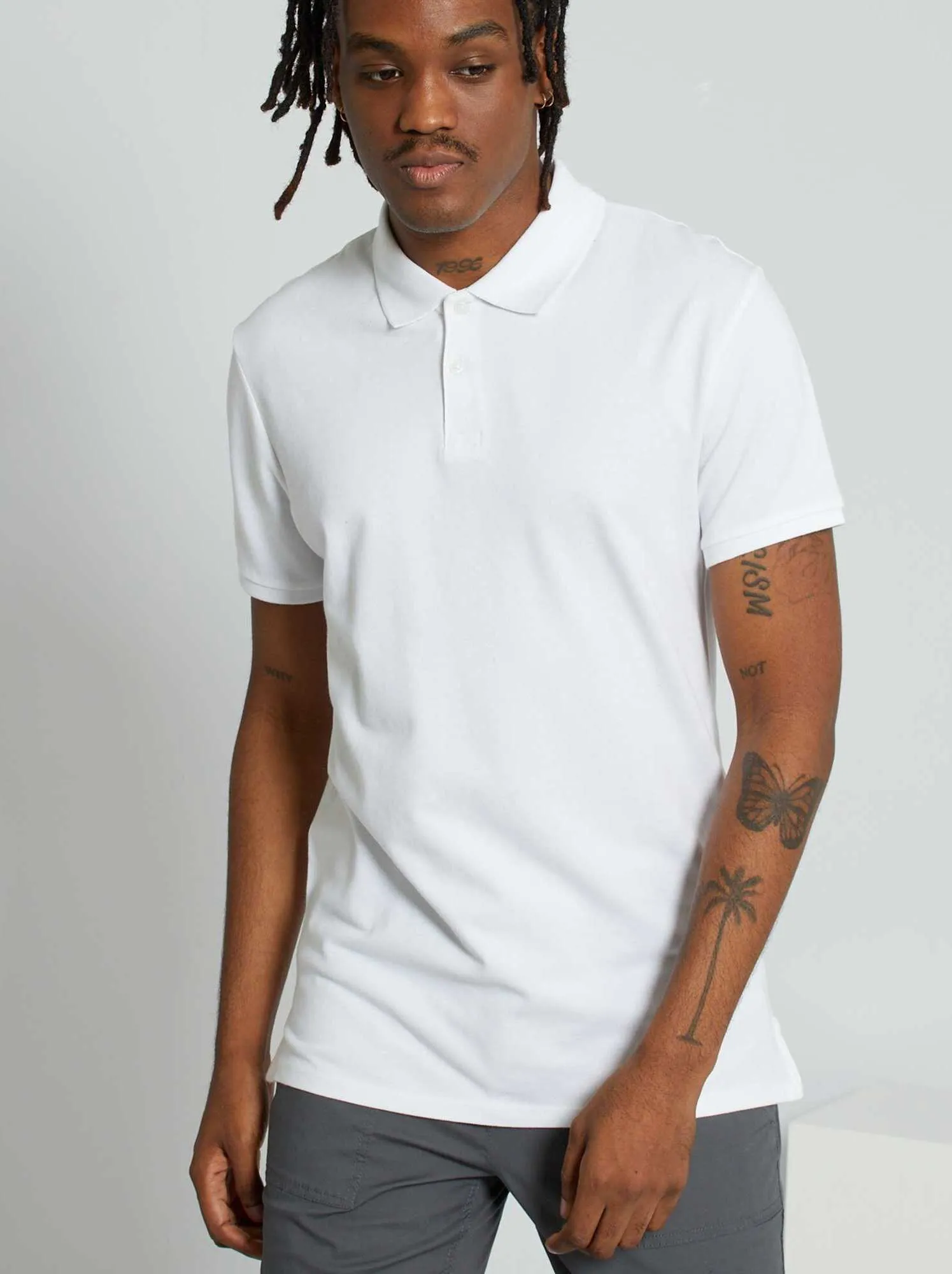 Polo in piqué di cotone - bianco