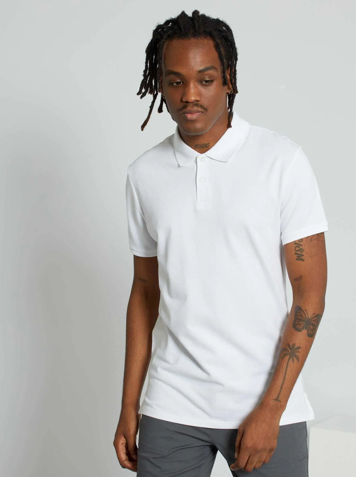 Polo in piqué di cotone - bianco
