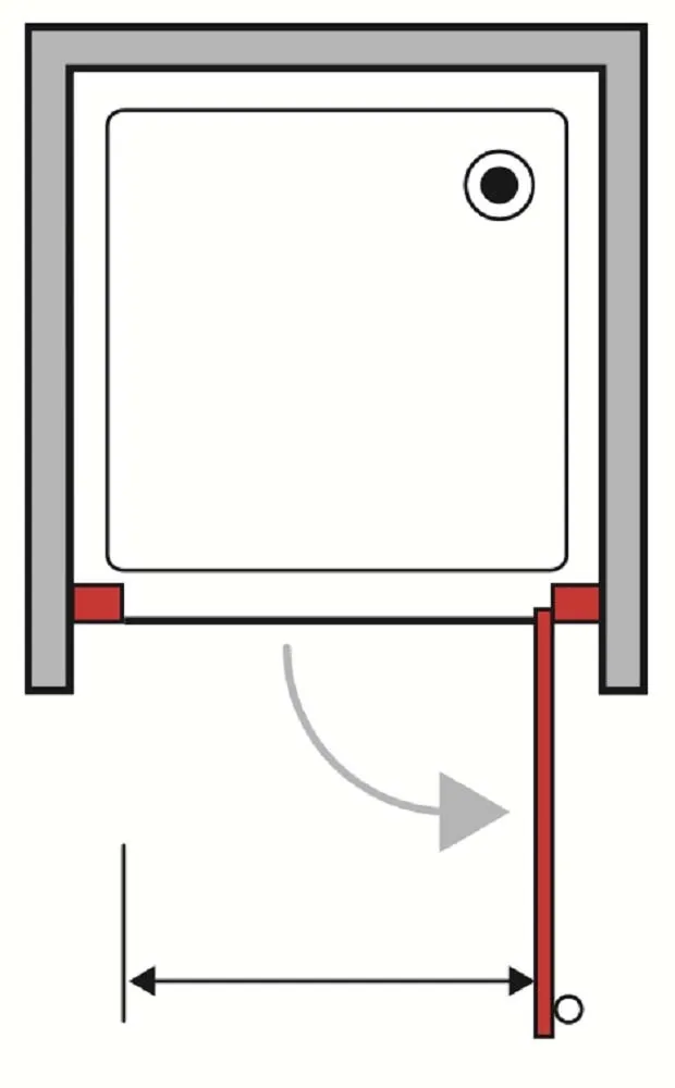 Porta battente doccia 1 anta Bild L77/83xH190 cm bianco decoro 1