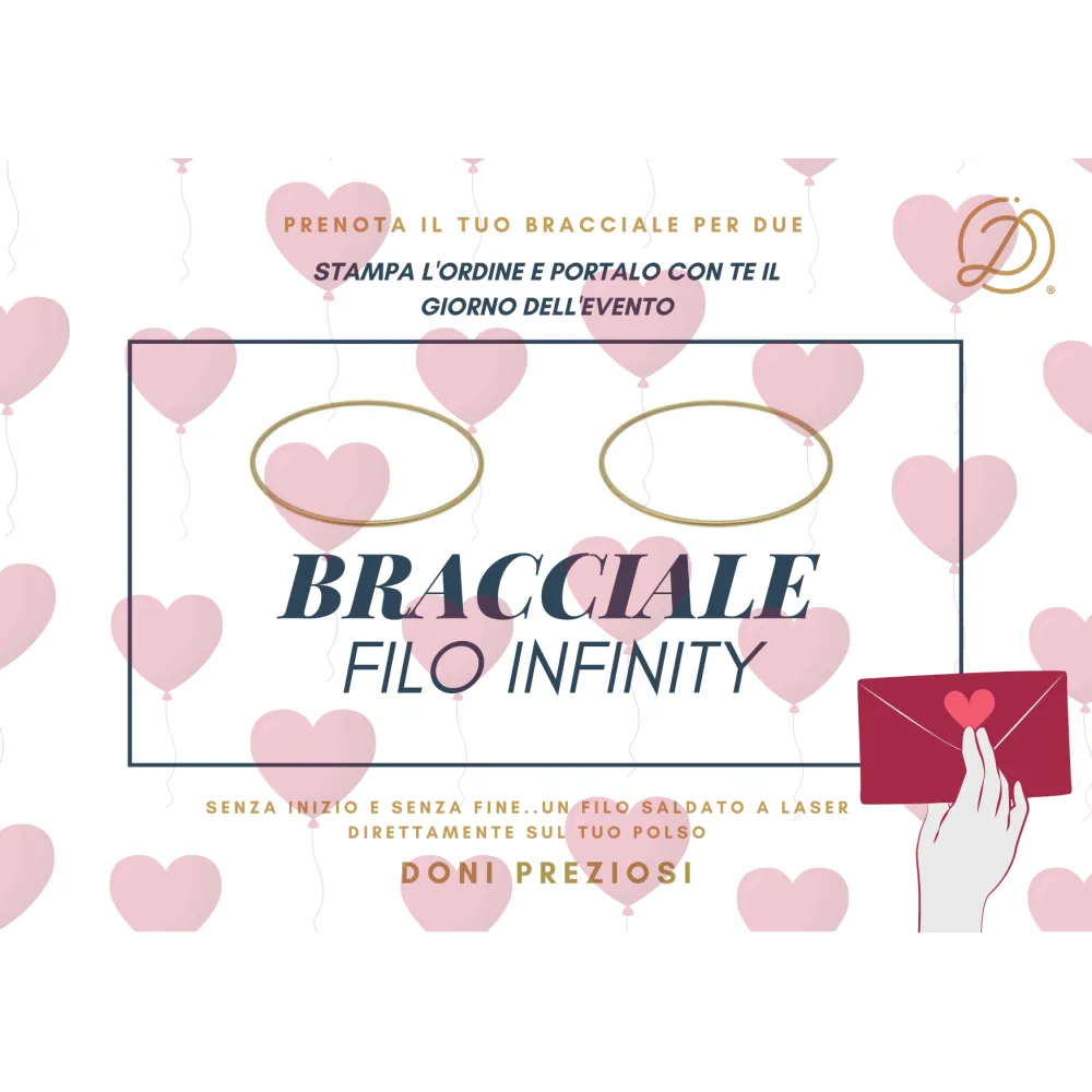 Prenotazione Bracciale Coppia Filo Infinity Argento 925% placcato oro bianco/giallo