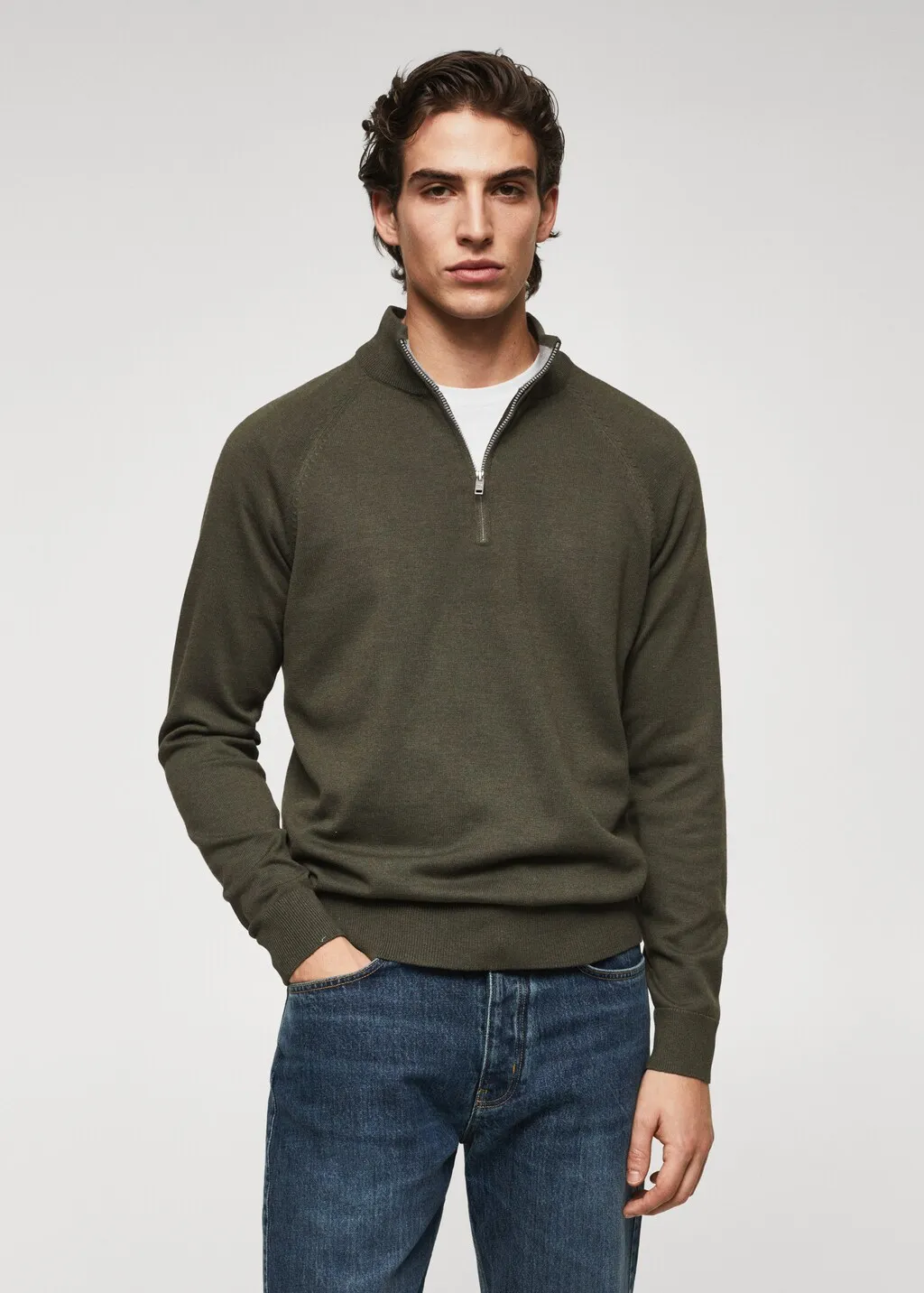 Pullover cotone zip