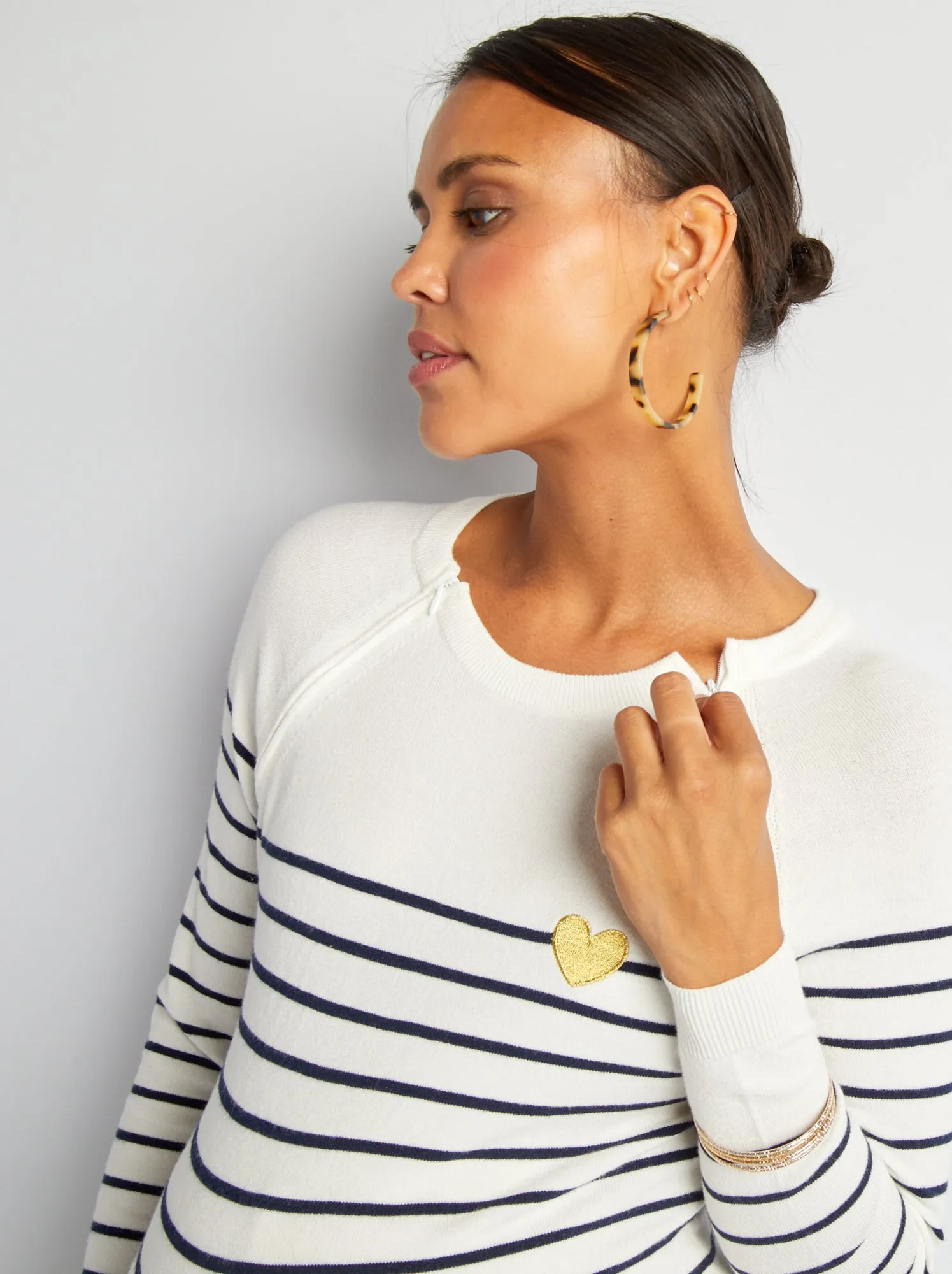 Pullover da allattamento alla marinara - BIANCO