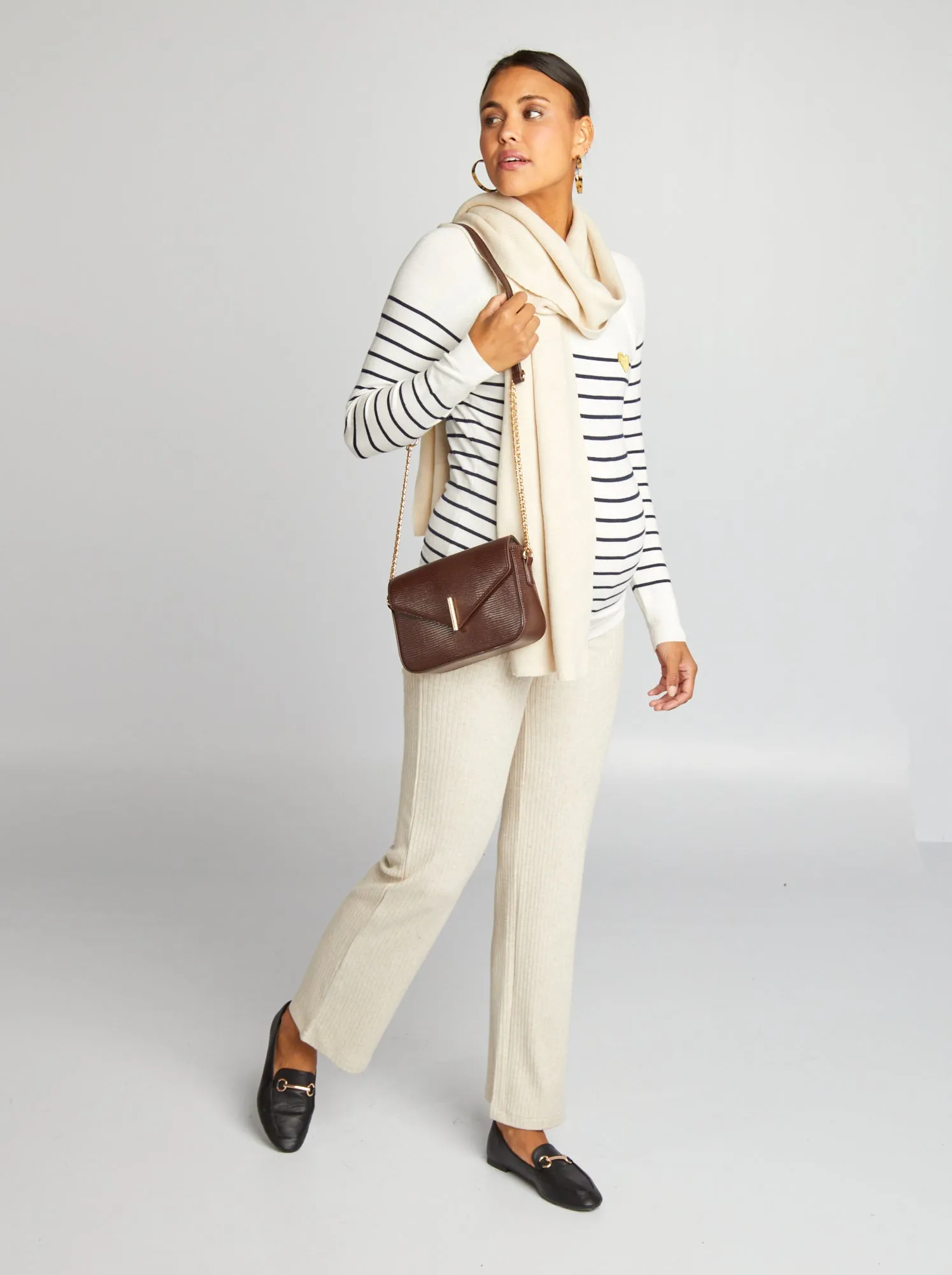 Pullover da allattamento alla marinara - BIANCO