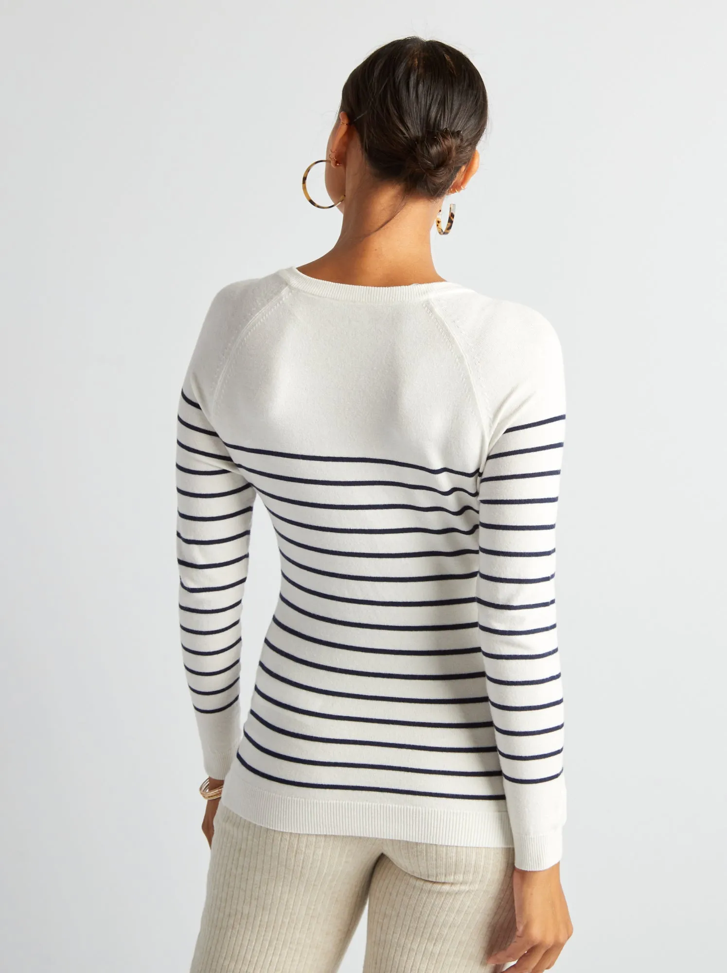Pullover da allattamento alla marinara - BIANCO