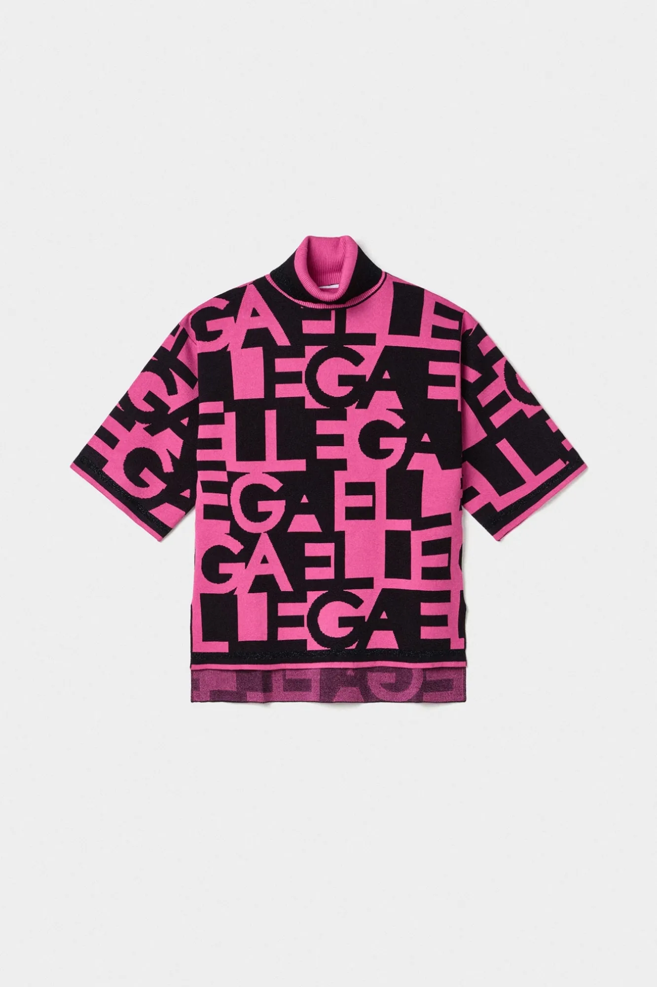 Pullover Dolcevita Con Manica Svasata Nero-Fucsia - Gaëlle Paris