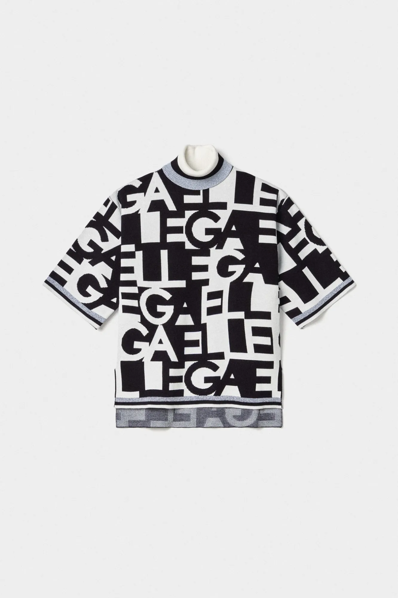 Pullover Dolcevita Con Manica Svasata Nero Offwhite - Gaëlle Paris