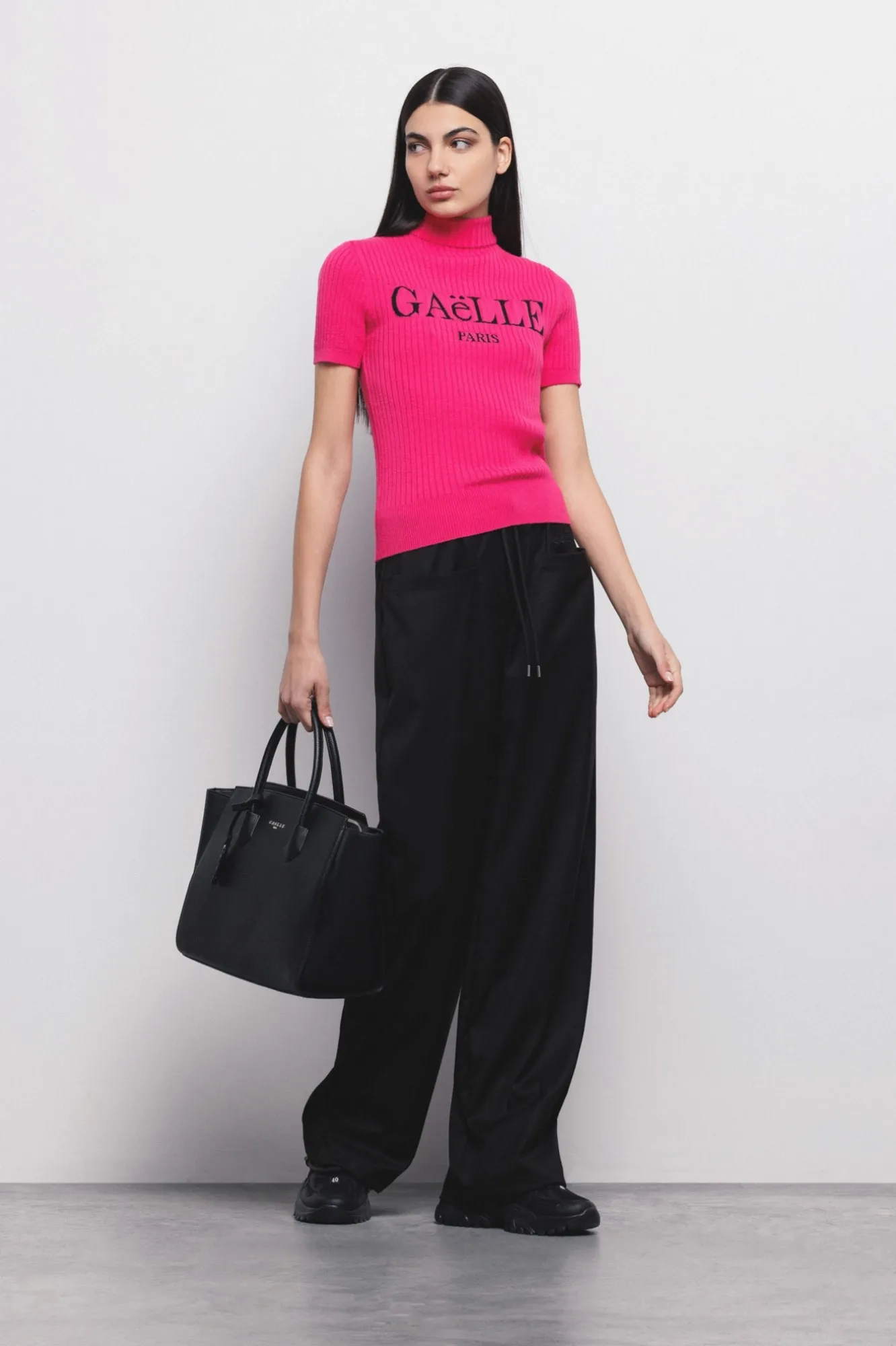 Pullover Dolcevita Mezza Manica A Coste Fucsia - Gaëlle Paris