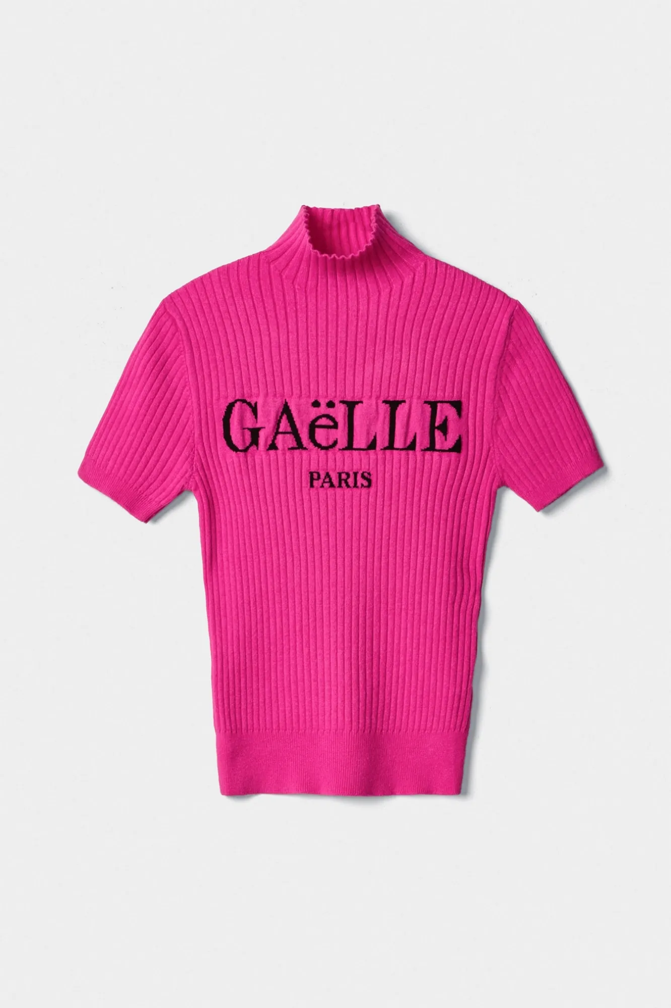 Pullover Dolcevita Mezza Manica A Coste Fucsia - Gaëlle Paris
