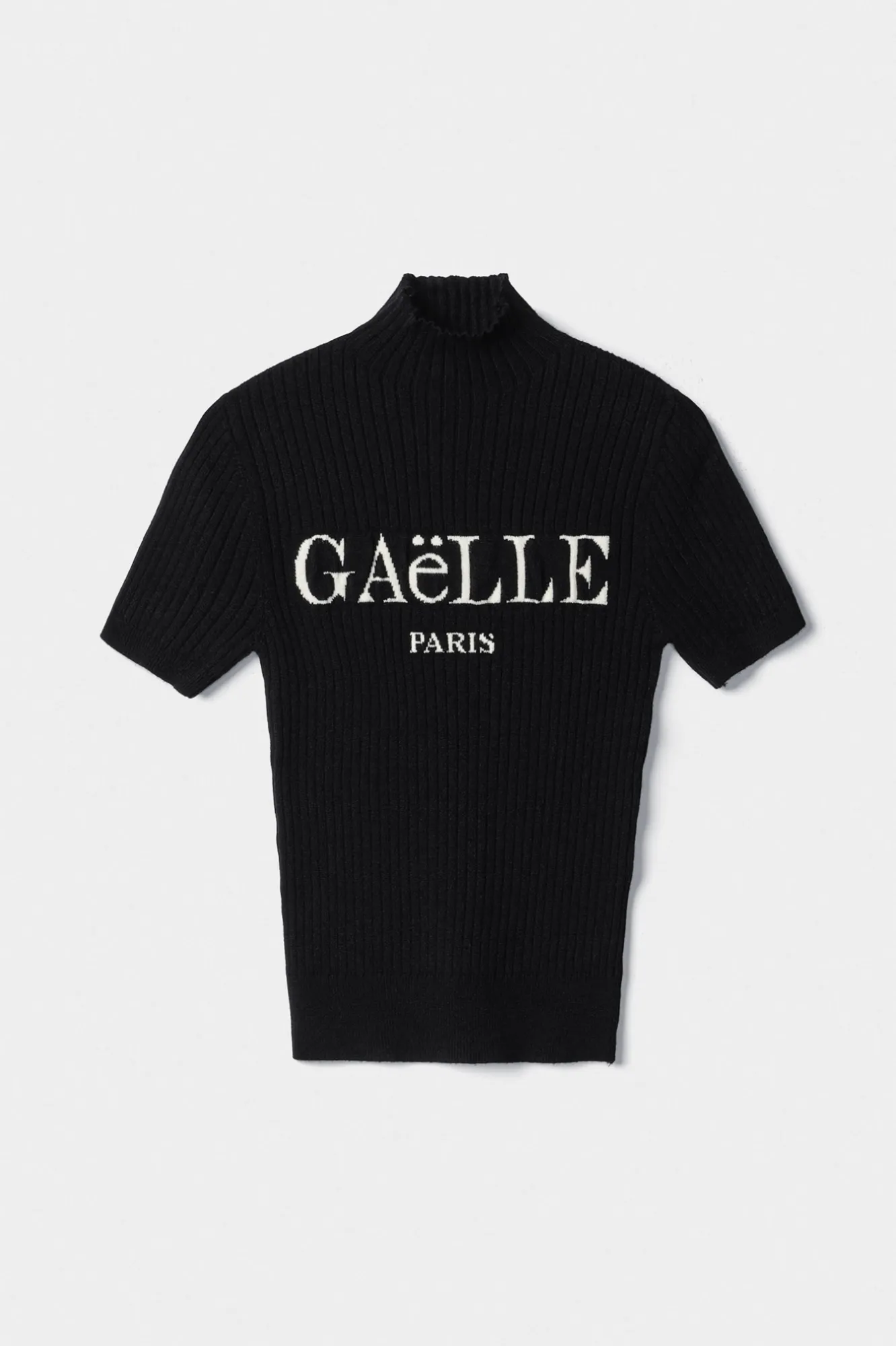Pullover Dolcevita Mezza Manica A Coste Nero - Gaëlle Paris