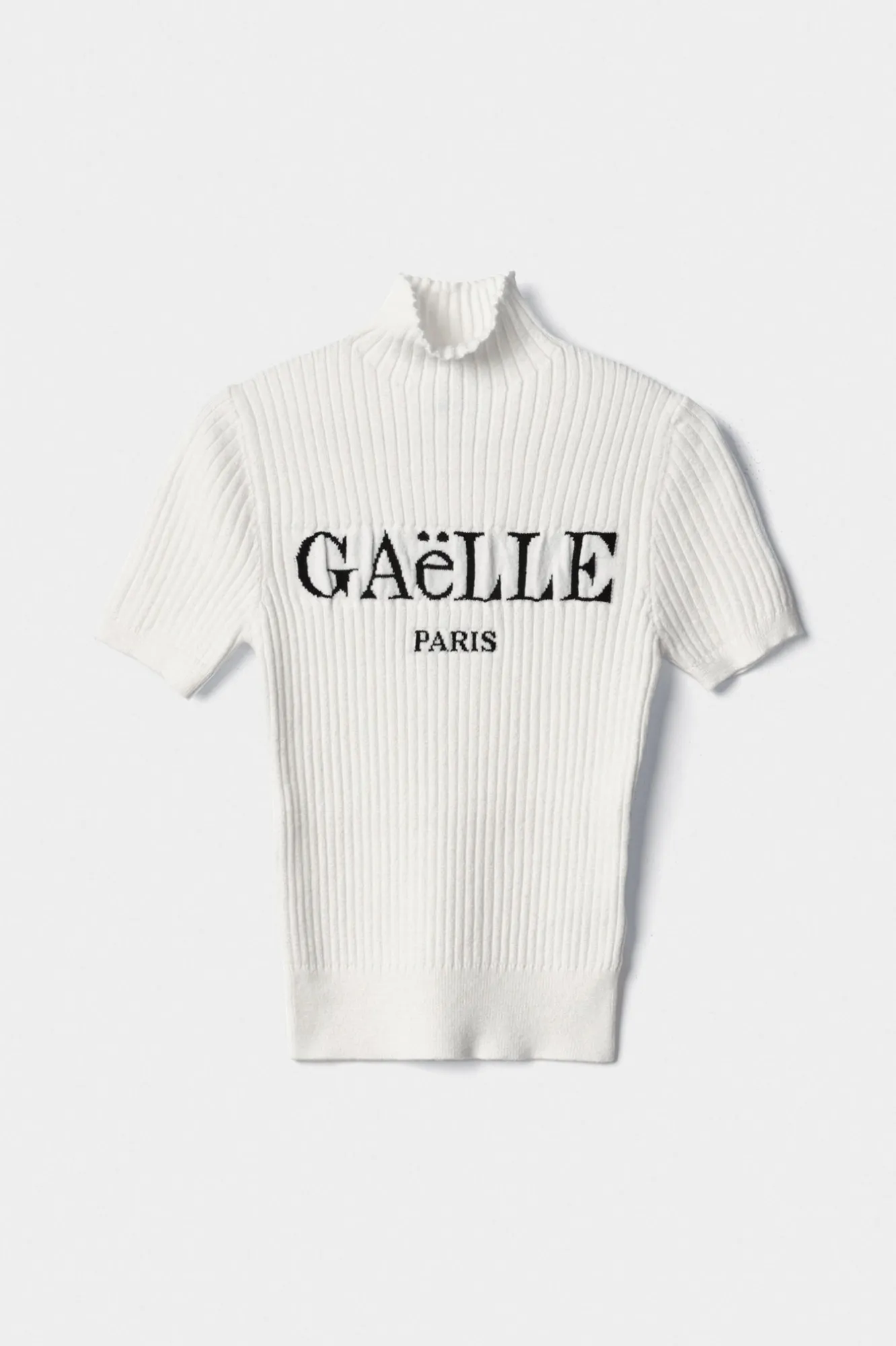 Pullover Dolcevita Mezza Manica A Coste Off White - Gaëlle Paris