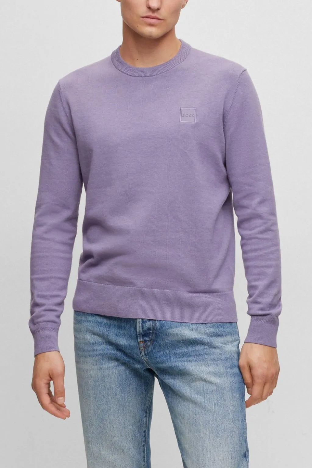 PULLOVER UOMO GIROCOLLO LILLA KANOVANO HUGO BOSS