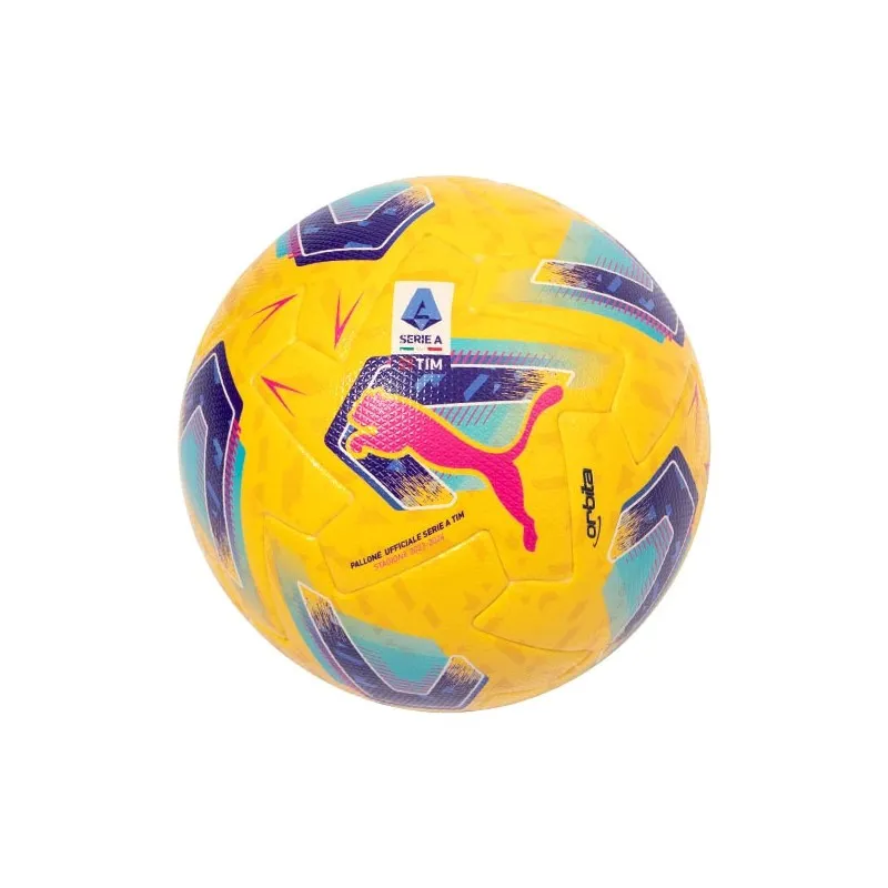 PUMA PALLONE SERIE A 2023/24 INVERNALE - SERIE A ORBITA MATCH BALL OFFICIAL - FIFA QUALITY PRO - GIALLO/BLU/VERDE ACQUA/FUCSIA