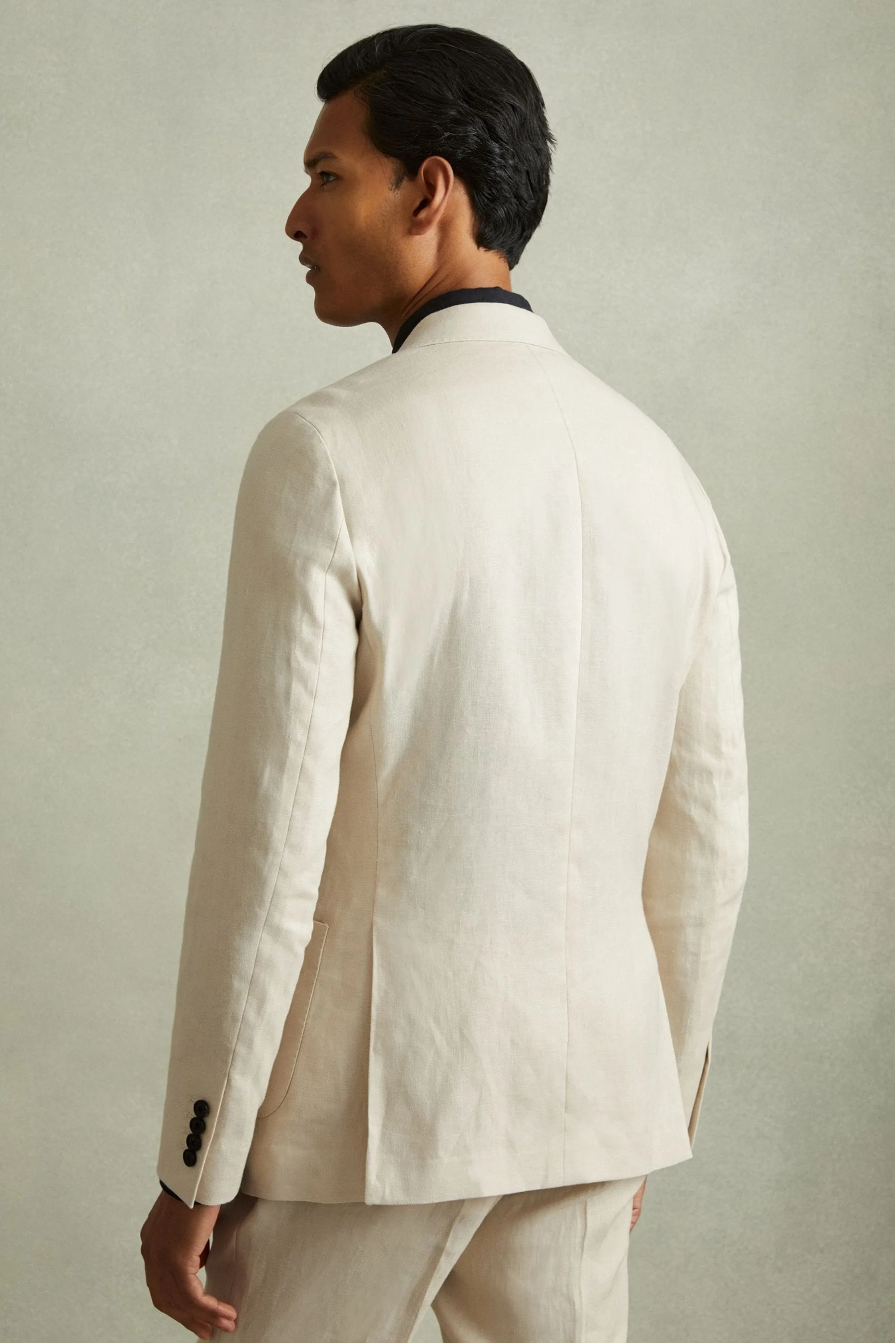 Reiss Halgas Linen Double Breasted Modern Fit Blazer    