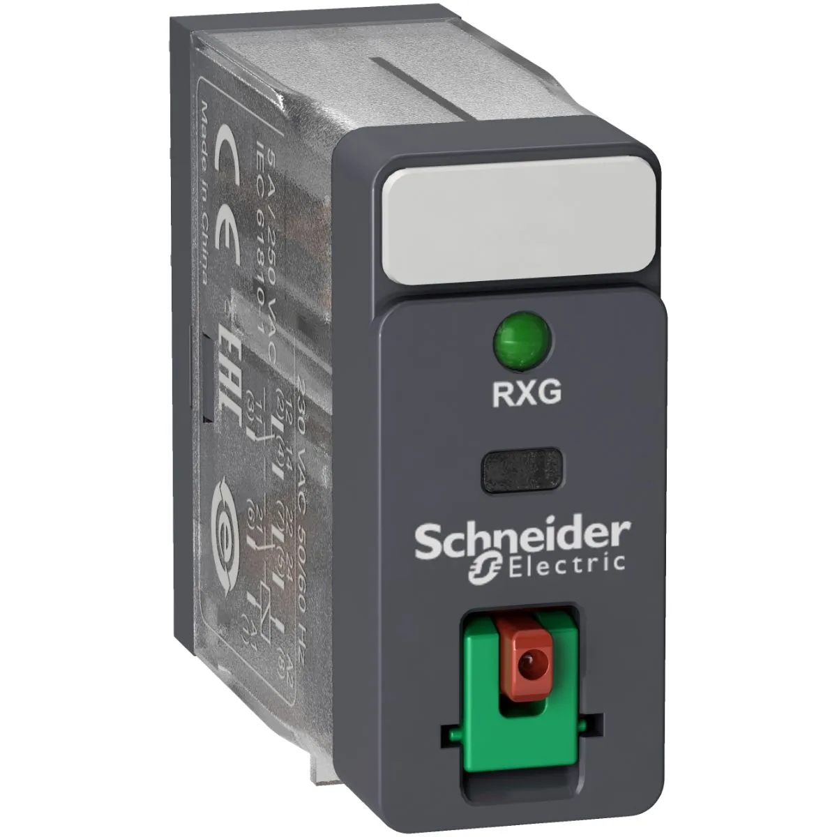 Relè di potenza Schneider Electric serie Harmony Relay RXG, DPST-C/O, bobina 220V ca, A innesto