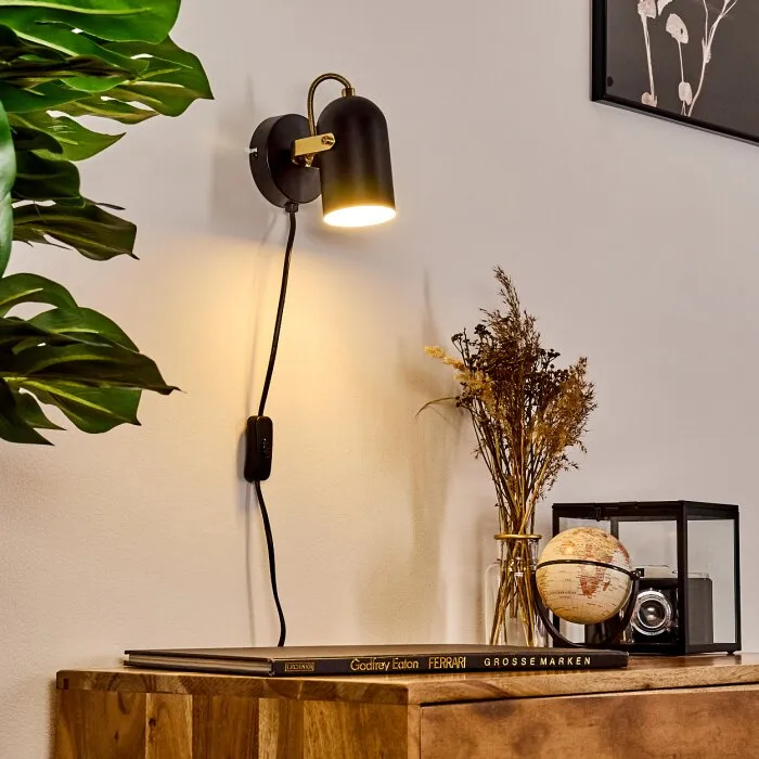 Rialey Applique Ottone, Nero, 1-Luce