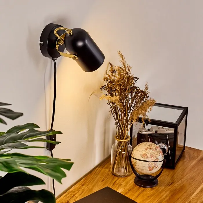 Rialey Applique Ottone, Nero, 1-Luce