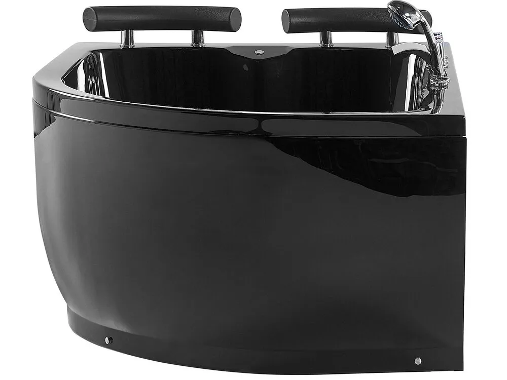 Right Hand Whirlpool Corner Bath with LED 1580 x 1130 mm Black PARADISO