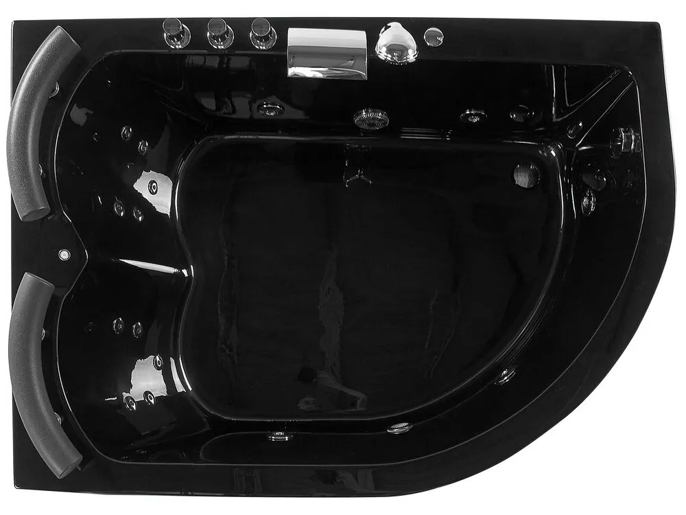 Right Hand Whirlpool Corner Bath with LED 1580 x 1130 mm Black PARADISO