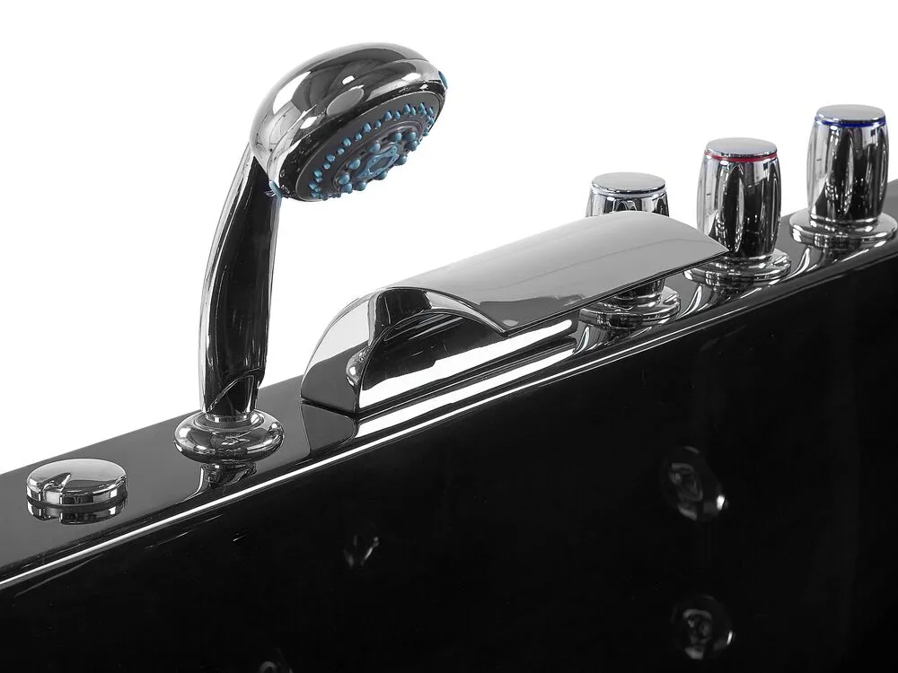Right Hand Whirlpool Corner Bath with LED 1580 x 1130 mm Black PARADISO