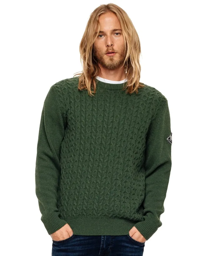 ROY ROGER'S Maglia Uomo Multitreccia A-ES Lana Cashmere Girocollo Verde Italy 169 LODEN