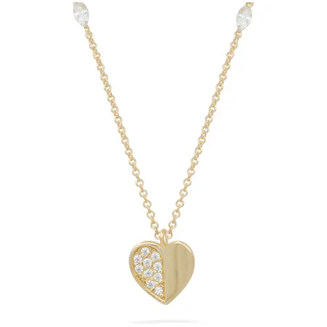 SARNIORO Collana in oro giallo 9Kt con cuore e zirconi
