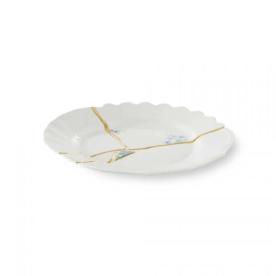 Seletti  Piatto dessert in porcellana con decori dorati Kintsugi
