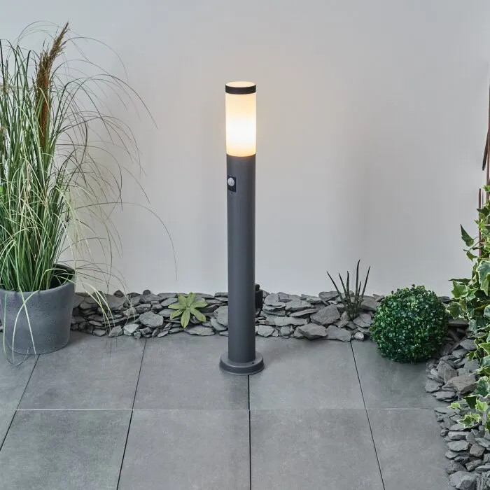 Sessa Lampioncino Segnapasso Antracite, 1-Luce, Sensori di movimento