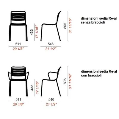 Set 4 sedie per esterni RE-AL