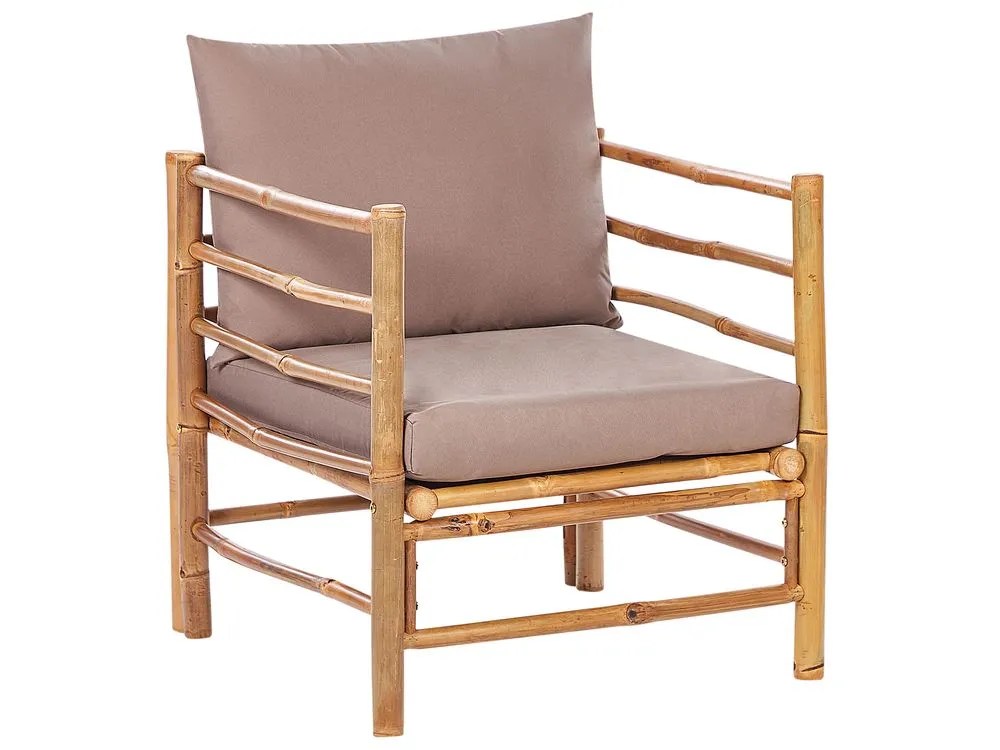 Set da giardino con tavolo 5 posti CERRETO Lato Sinistro Legno di bambù Tortora