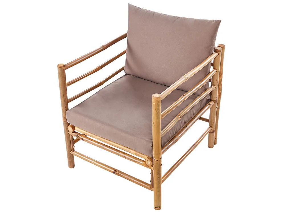 Set da giardino con tavolo 5 posti CERRETO Lato Sinistro Legno di bambù Tortora